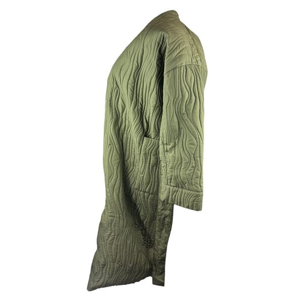 *Damaged* Calme Johnny Was Ava Quilted Wrap Belted Robe Coat Green Size XS *Flaw - Picture 11 of 16